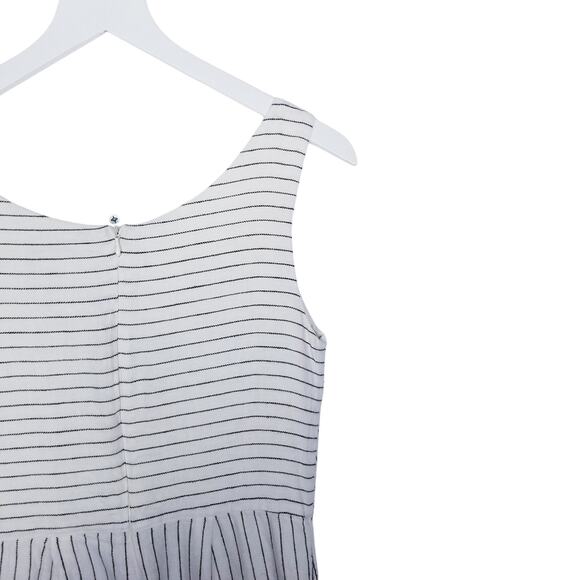 Rachel Zoe Linen White Striped V-Neck Wide-Leg Jumpsuit - Size 4 - Picture 7 of 7